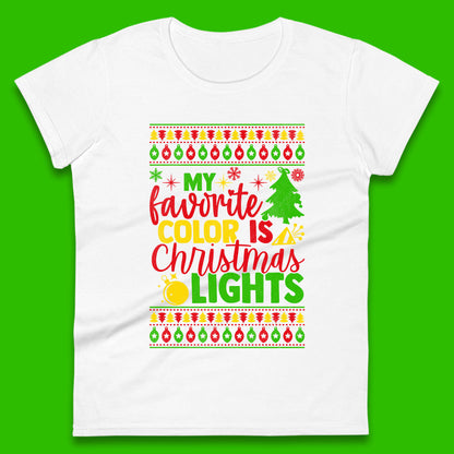 my favorite color is christmas lights womens t shirt