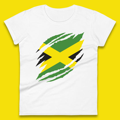 Distressed Jamaica Flag Jamaica Flag Caribbean Islander Sun Marley Kingston Jamaican Pride Patriotism Womens Tee Top