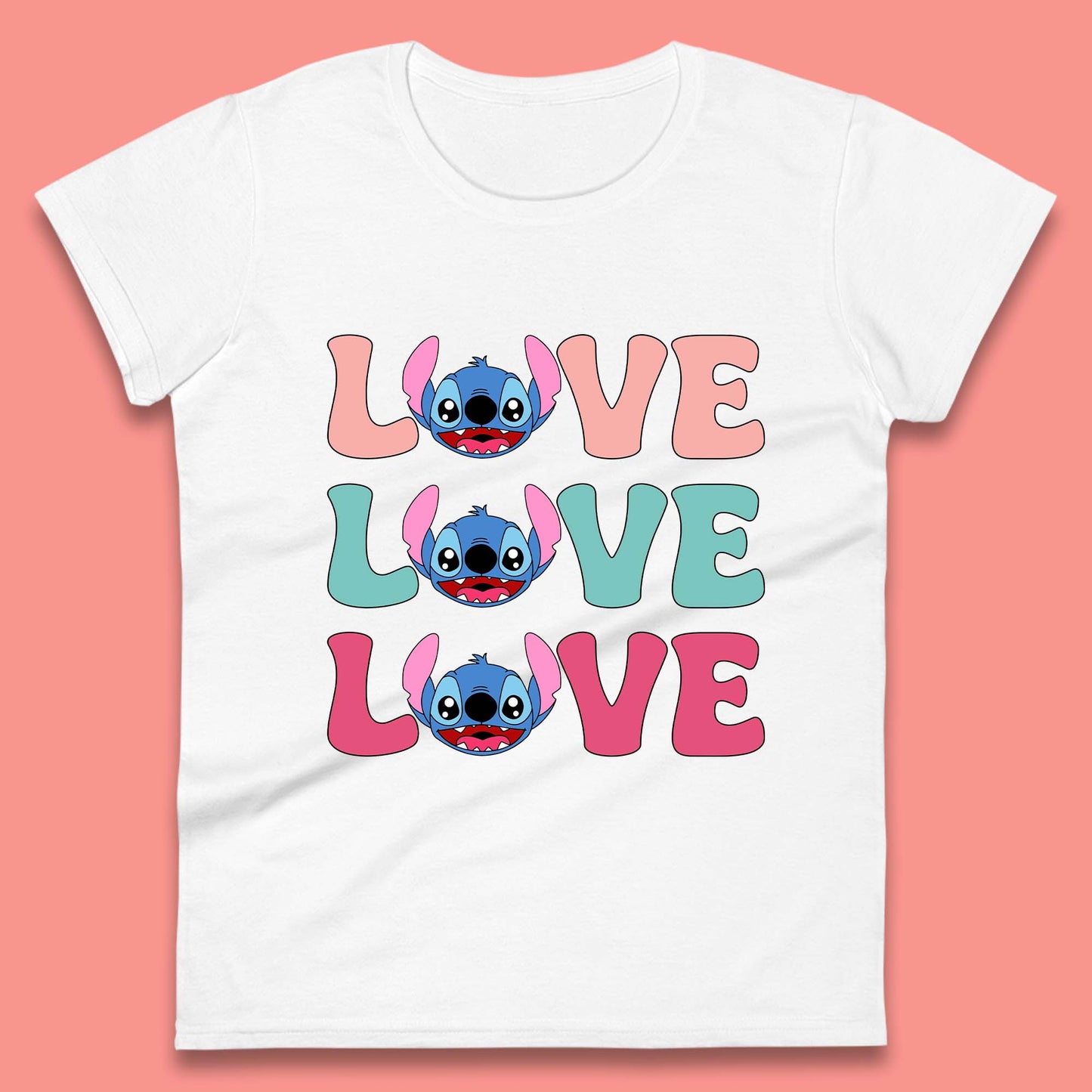 Stitch Love Valentines Womens T-Shirt