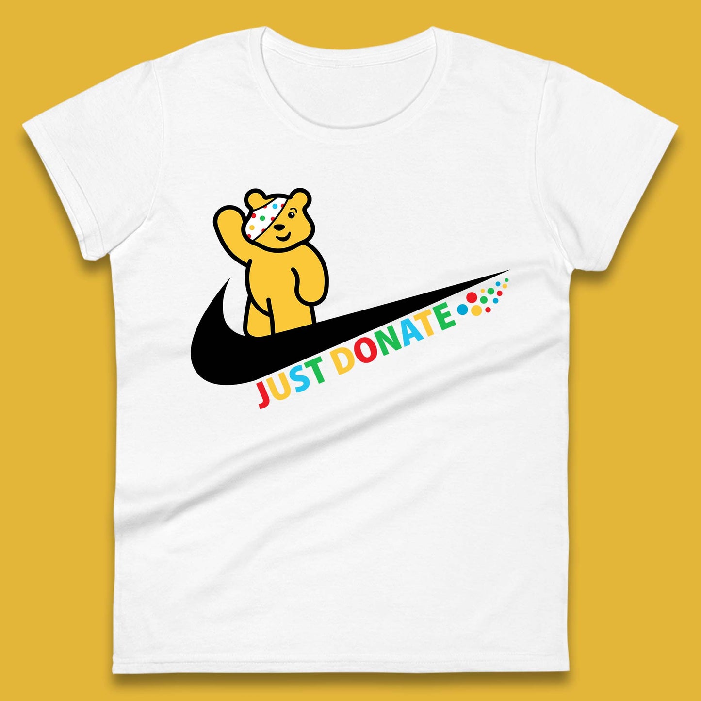 Just Donate Spotty Pudsey Bear Children In Need Fundraising Pudsey Bear Womens Tee Top