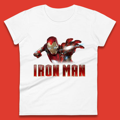 Iron Man Superhero Marvel Avengers Comic Book Character Flaying Iron-Man Marvel Comics Womens Tee Top