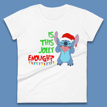 Jolly Enough Stitch Christmas Womens T-Shirt