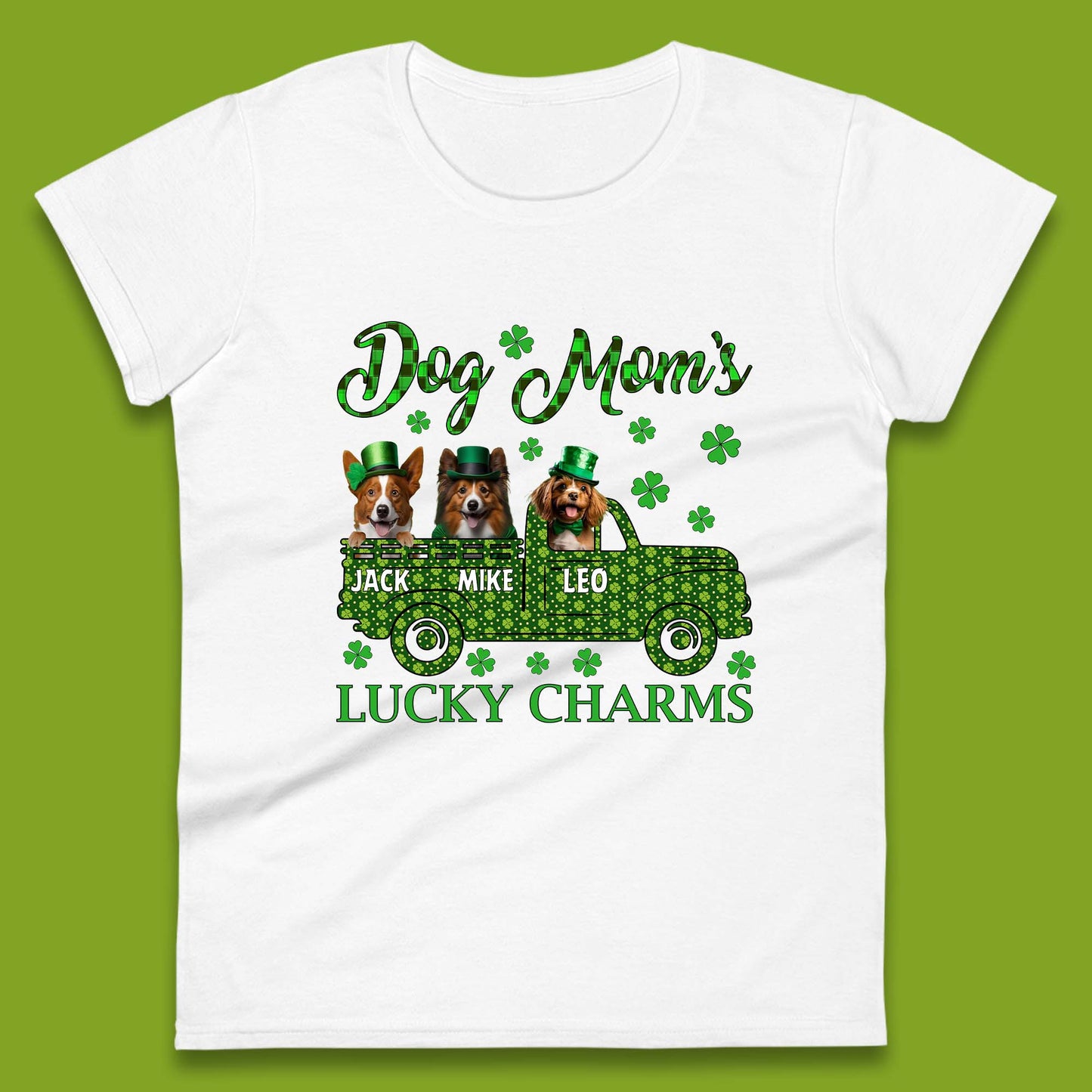 Personalised Dog Mom's Lucky Charms Womens T-Shirt