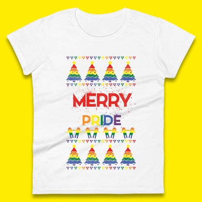 Merry Pride Christmas Trees Ladies T-Shirt