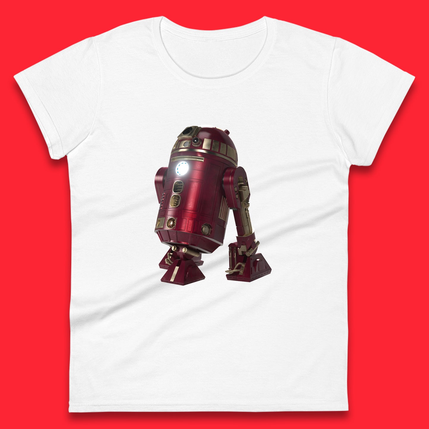 The Iron Man Spoof R2-D2 The Clone Wars Galaxy's Edge Trip R2D2 Ready To Rock Star Wars 46th Anniversary Womens Tee Top