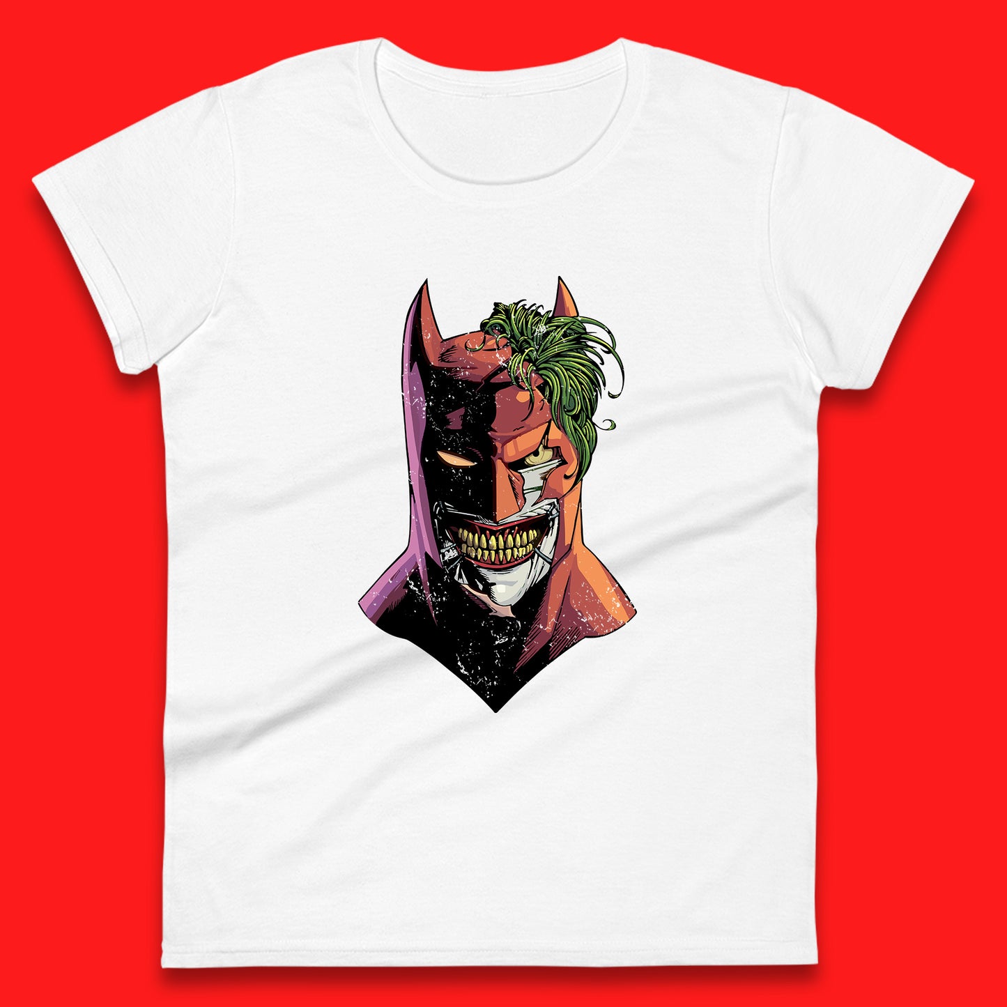 DC Comics Batman Mouth Wall Batman X The Joker Spoof Supervillain Comic Book Character Womens Tee Top