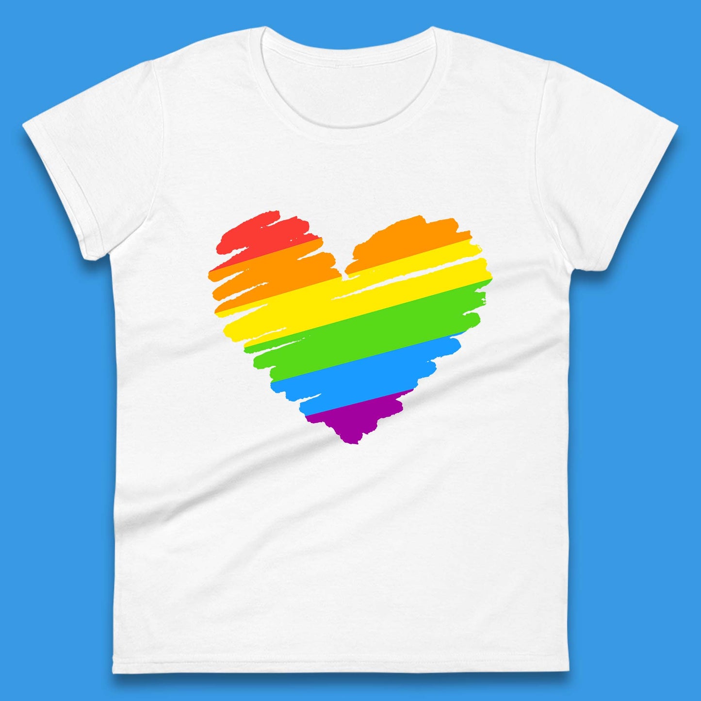 Rainbow Colour Heart Pride LGBTQ Rainbow Pride LGBT Gay Pride Month Womens Tee Top