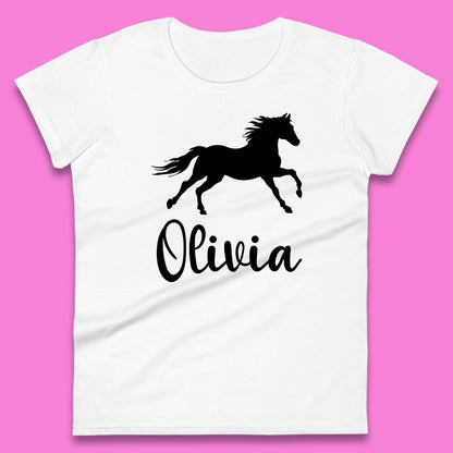 Personalised Running Unicorn Your Name Or Custom Text Horse & Pony Lover Magic Believer Womens Tee Top