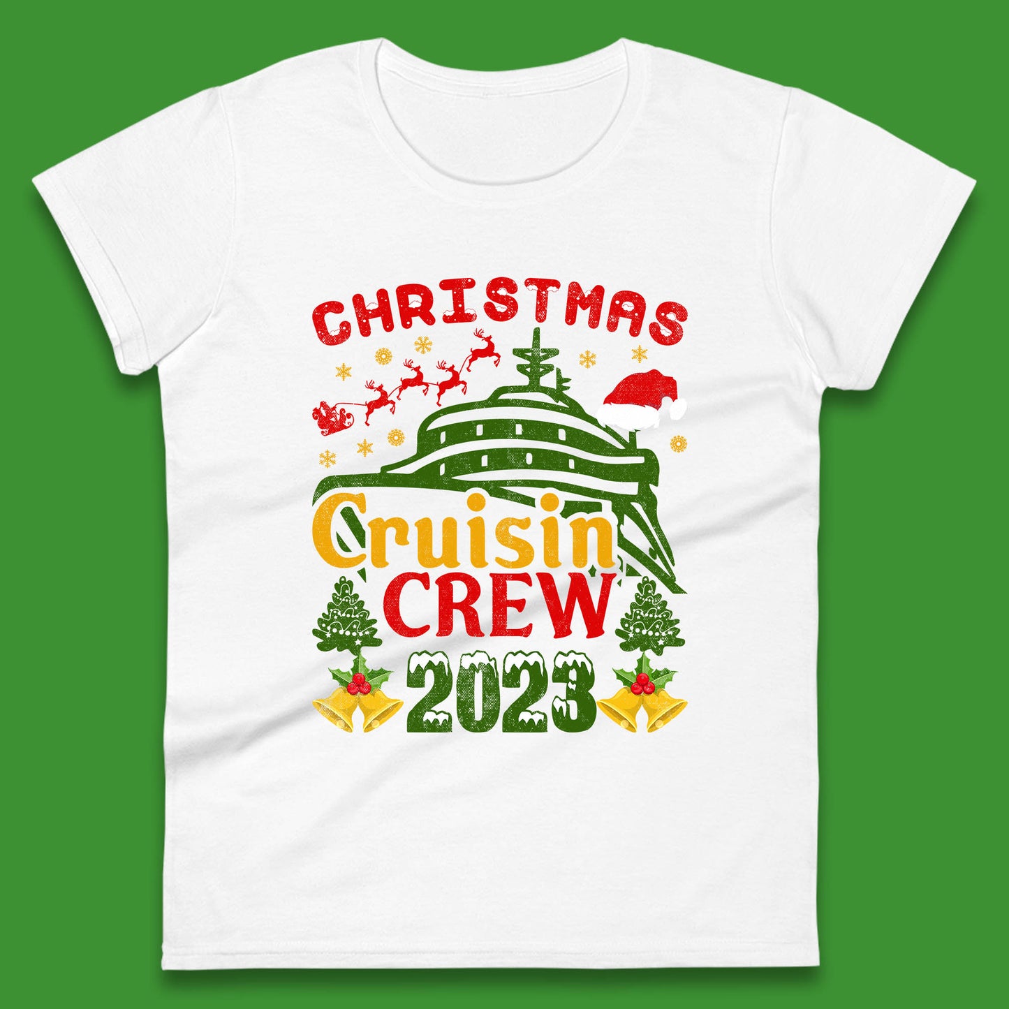 Christmas Cruisin Crew 2023 Xmas Cruise Vacation Cruising Squad Womens Tee Top