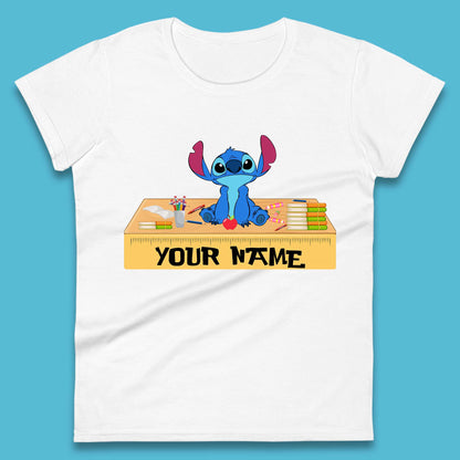 Personalised Disney Stitch Welcome Back To School Your Name Lilo & Stitch School First Day Of School Womens Tee Top