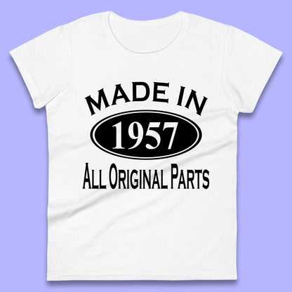 Made In 1957 All Original Parts Vintage Retro 66th Birthday Funny 66 Years Old Birthday Gift Womens Tee Top