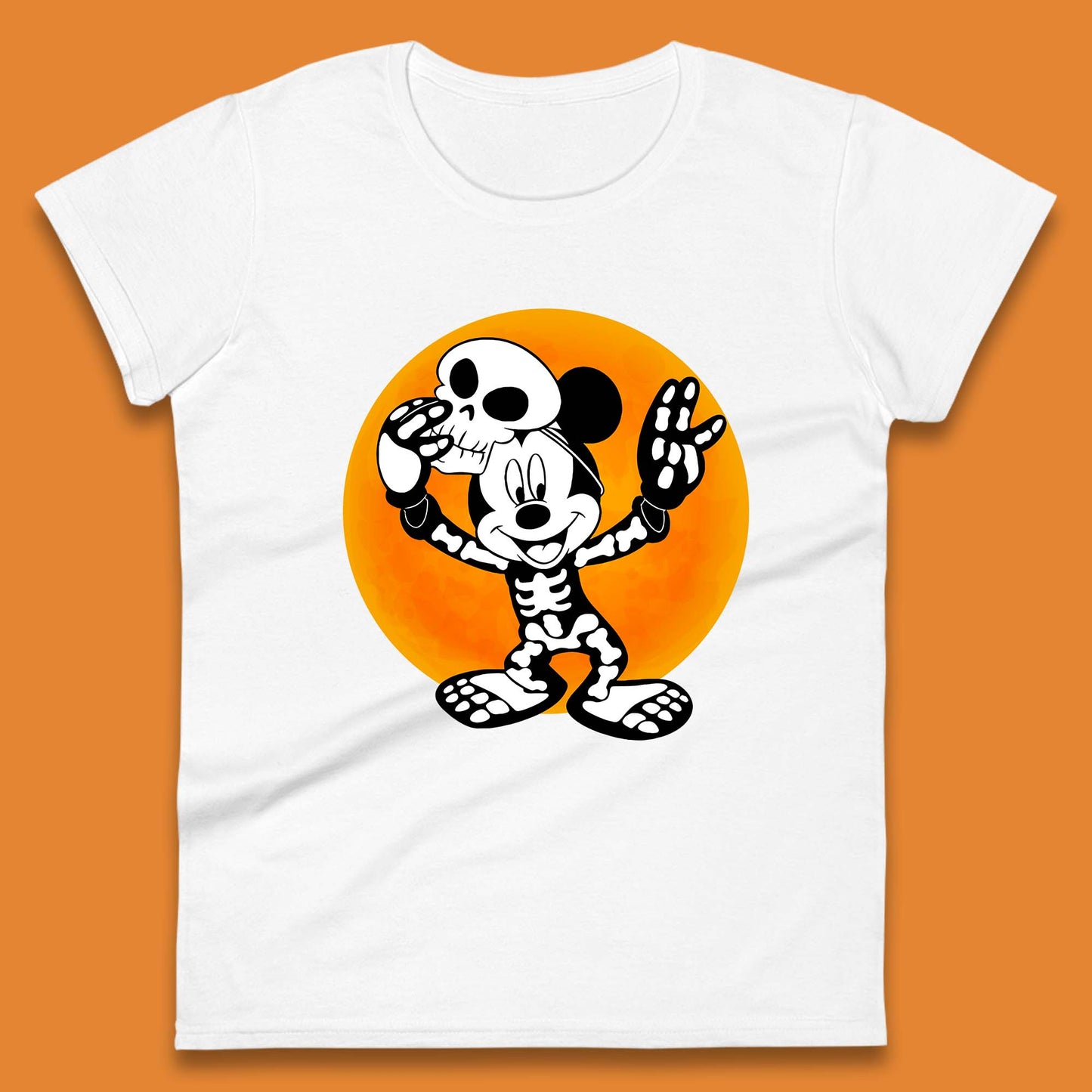 Disney Halloween Mickey Mouse Skelton Costume Disney World Horror Scary Disneyland Trip Womens Tee Top