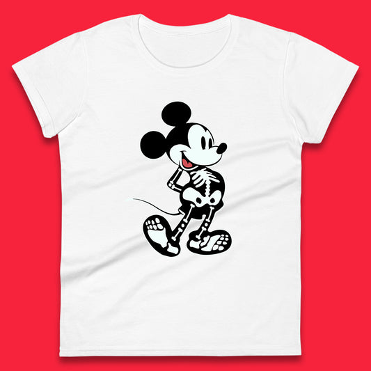 Disney Mickey Mouse Skeleton Funny Horror Scary Cartoon Character Mickey Skull Disneyland Vacation Trip Disney World Womens Tee Top