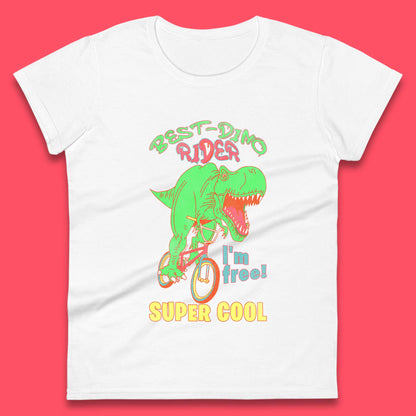 Dinosaur Riding Bicycle Womens T-Shirt