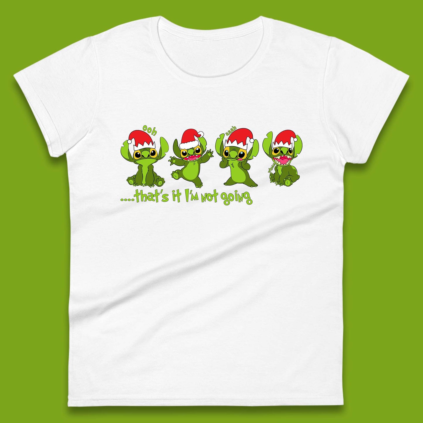 Grinch Stitch Christmas Womens T-Shirt