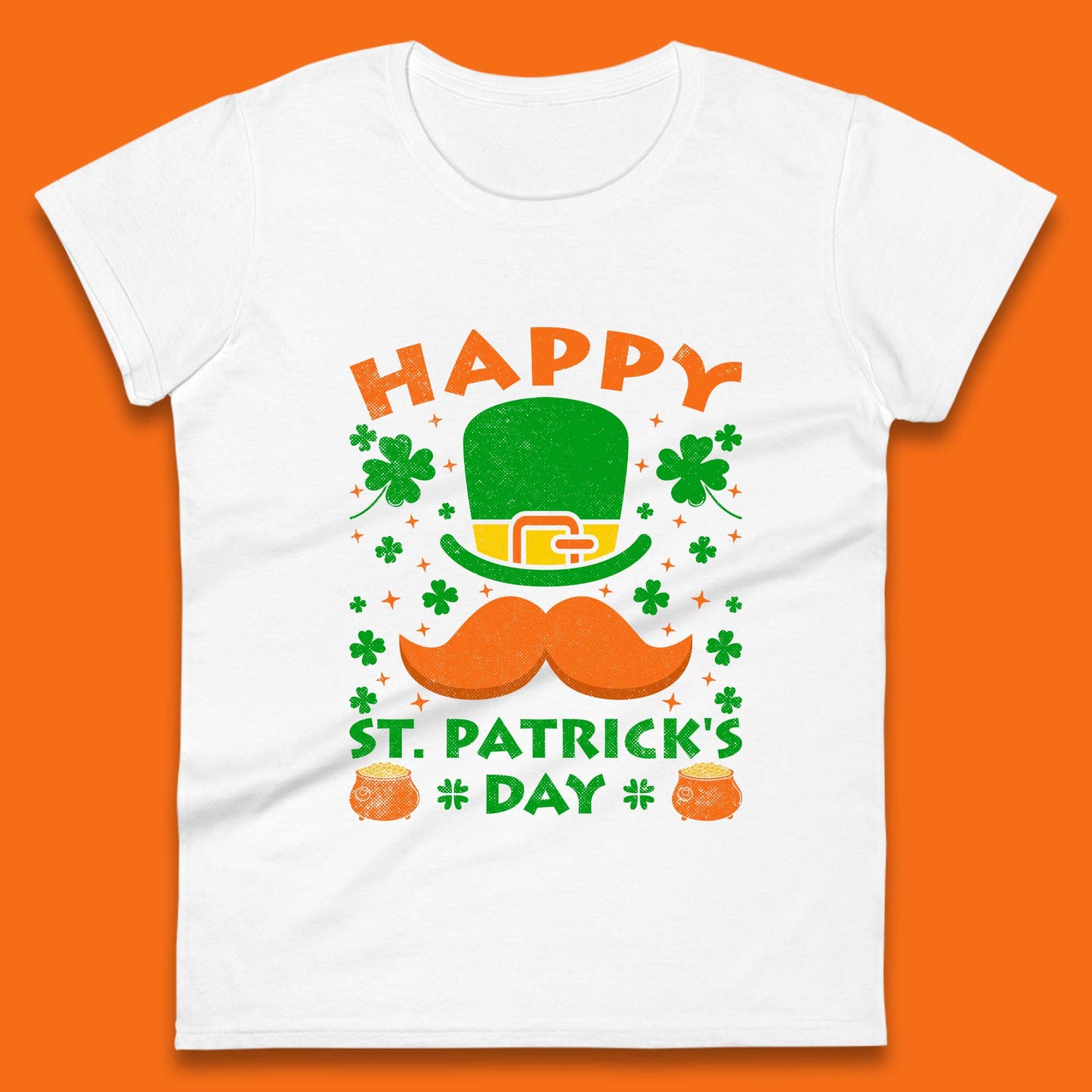 Leprechaun Hat & Ginger Mustache Womens T-Shirt