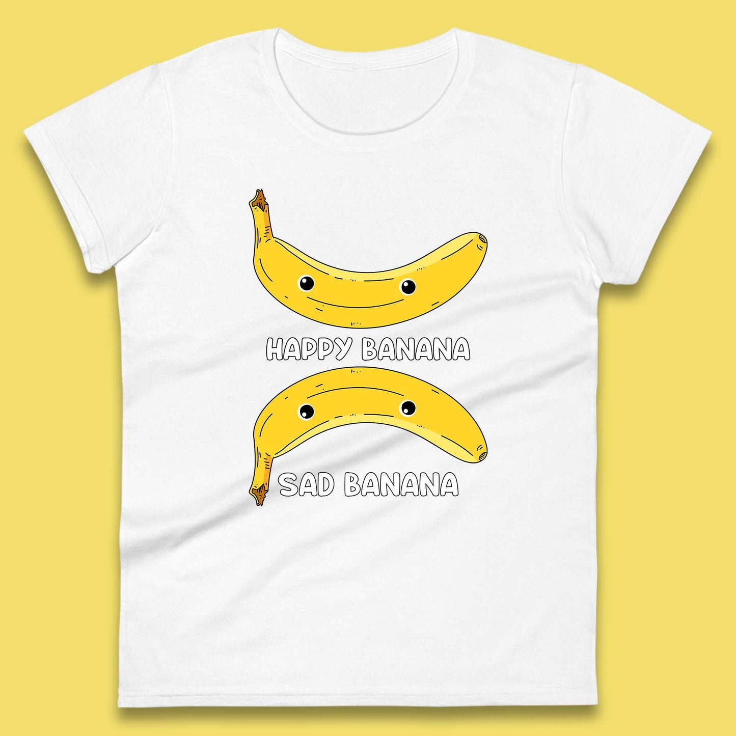 Happy Banana Sad Banana Funny Meme Pun Joke Smiling Face Womens Tee Top