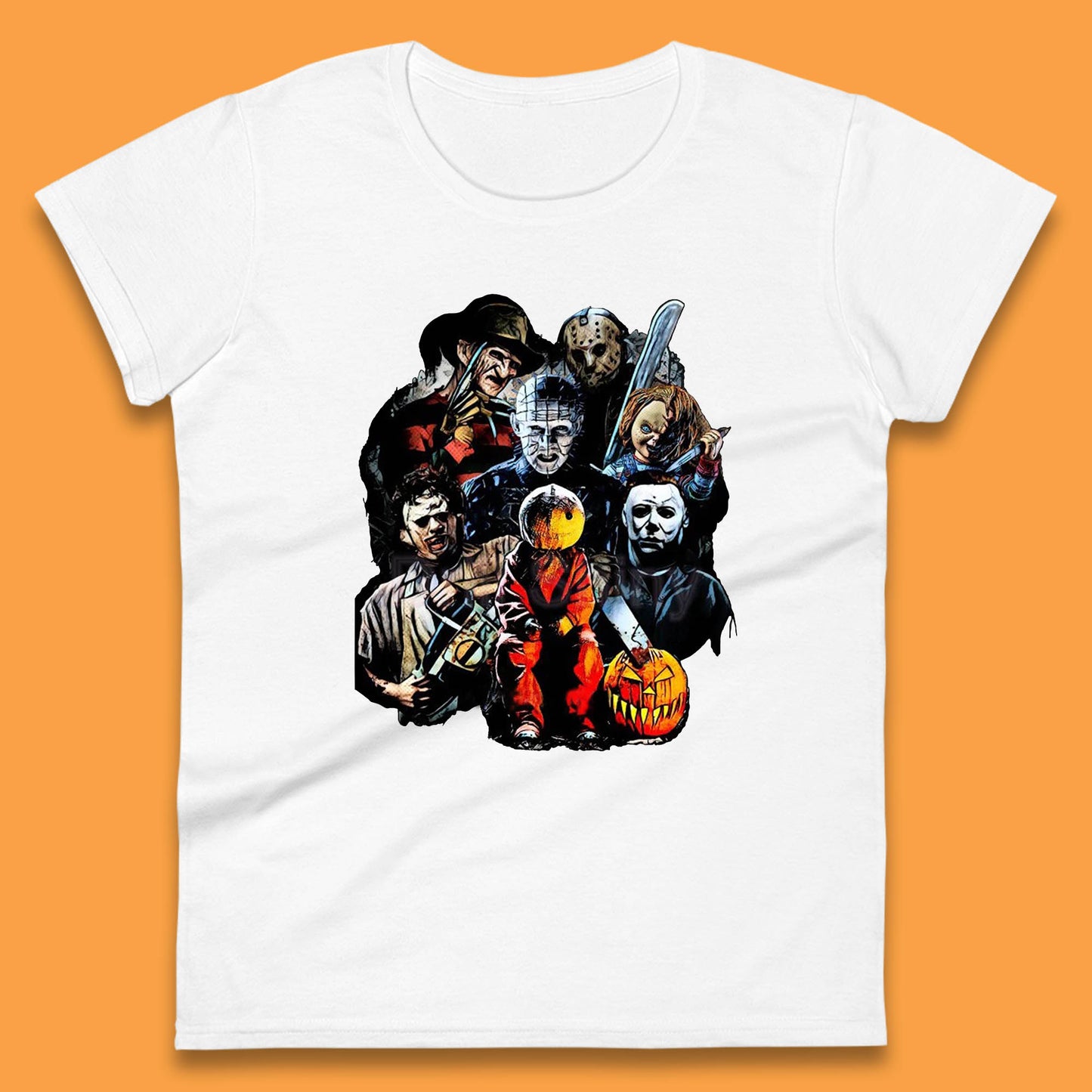 Halloween Horror Movie Characters Friends Halloween Villians Serial Killers Womens Tee Top