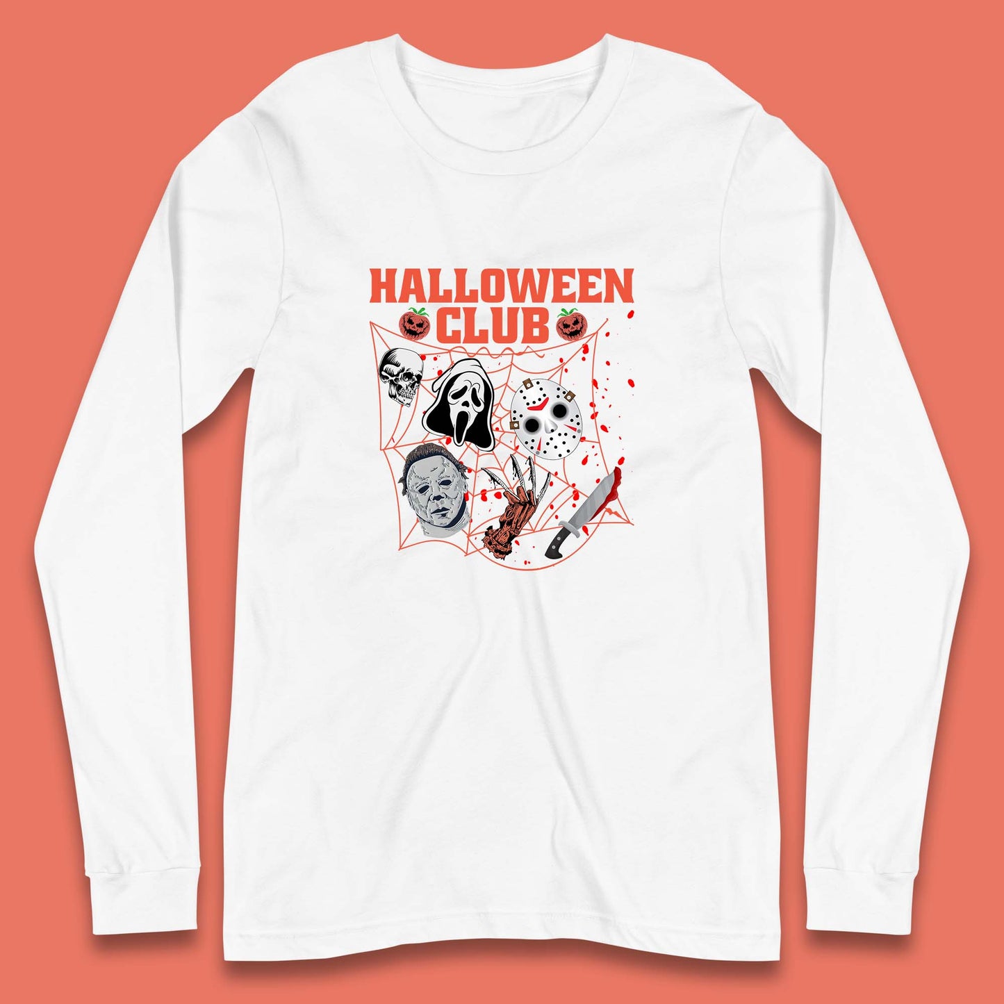 Halloween Club Horror Scary Friends Halloween Horror Movie Characters Long Sleeve T Shirt