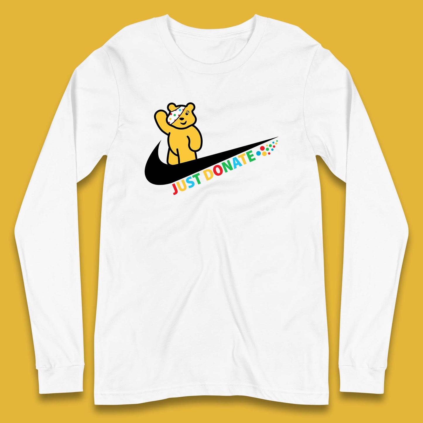 Just Donate Spotty Pudsey Bear Children In Need Fundraising Pudsey Bear Long Sleeve T Shirt