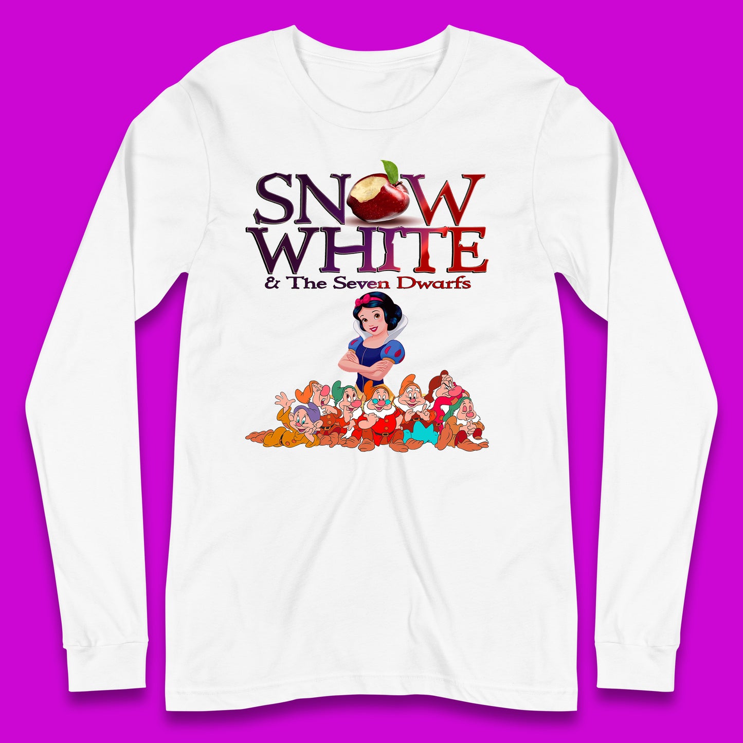 Disney Snow White And The Seven 7 Dwarfs Disney Dwarfs Group Grumpy Sleepy Dopey Doc Sneezy Bashful Happy Disneyland Cartoon Character Long Sleeve T Shirt