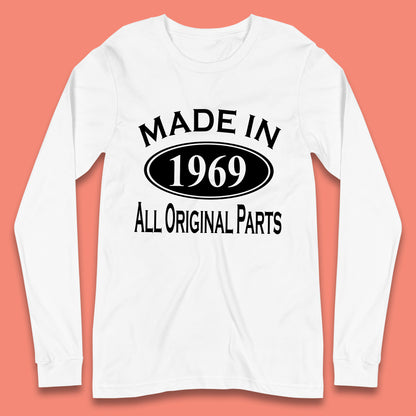 Made In 1969 All Original Parts Vintage Retro 54th Birthday Funny 54 Years Old Birthday Gift Long Sleeve T Shirt