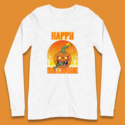 Happy Halloween Zombie Monster Pumpkin Jack-o-lantern Spooky Season Long Sleeve T Shirt