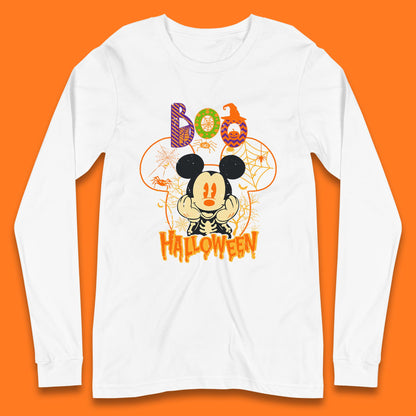 Boo Halloween Mickey Mouse Skeleton Horror Scary Disney Halloween Disneyland Trip Long Sleeve T Shirt