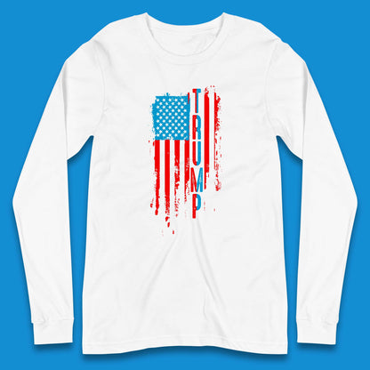 Trump's America USA Flag Patriotic Donald Trump Pro America Election 2024 Long Sleeve T Shirt