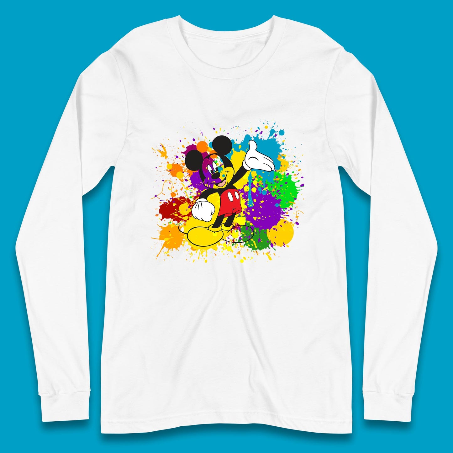 Abstract Paint Splashing On Disney Mickey Mouse Disneyland Trip Long Sleeve T Shirt