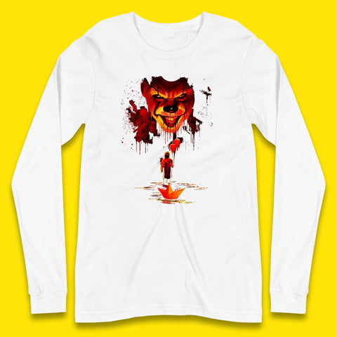 IT Clown Pennywise Halloween Horror Movie Character Serial Killer Clown Costume Long Sleeve T Shirt