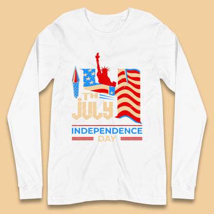 Statue Of Liberty 4th July USA Independence Day Celebration Fireworks Long Sleeve T Shirt