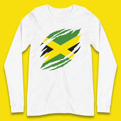 Distressed Jamaica Flag Jamaica Flag Caribbean Islander Sun Marley Kingston Jamaican Pride Patriotism Long Sleeve T Shirt