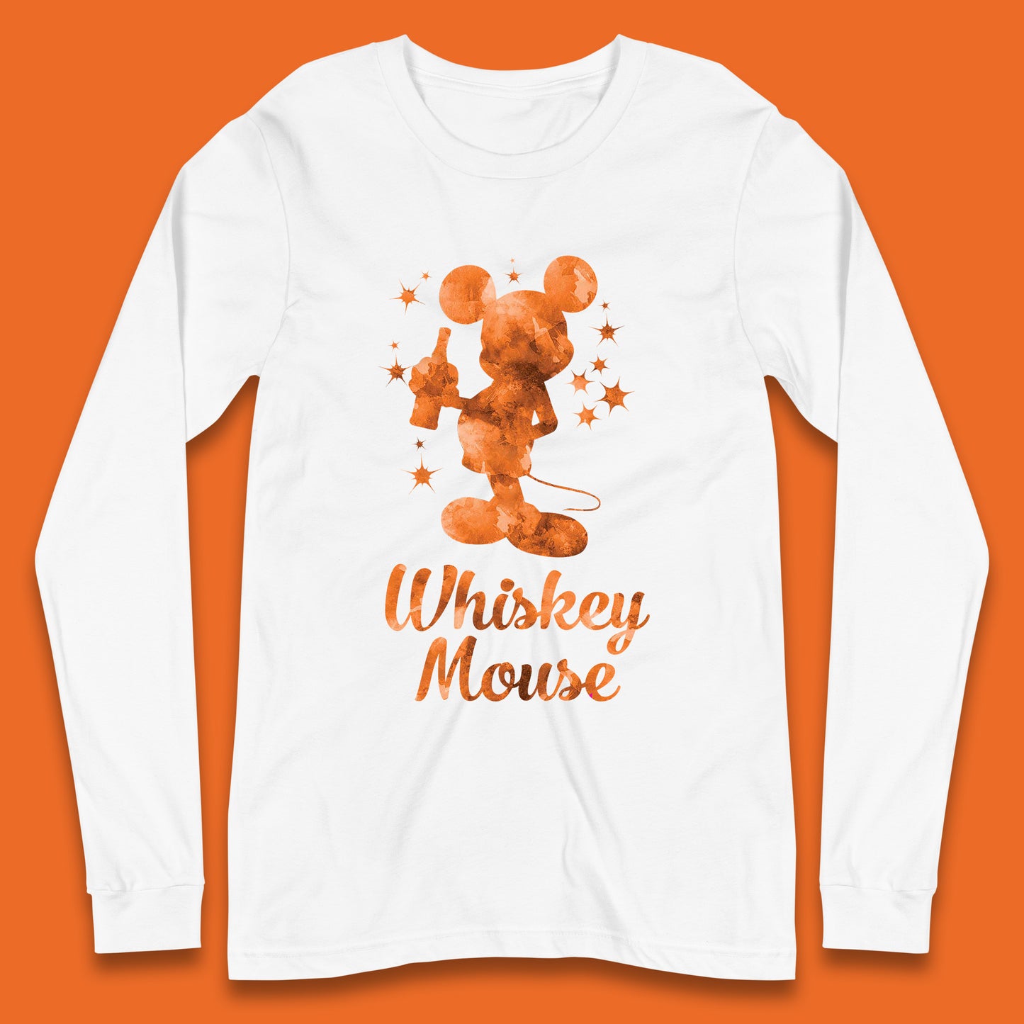 Whiskey Mouse Mickey Minnie Mouse Cartoon Character Holding Beer Bottle Disneyland Whiskey Lovers Long Sleeve T Shirt