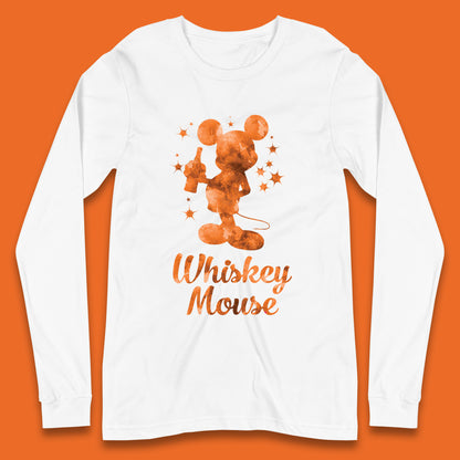 Whiskey Mouse Mickey Minnie Mouse Cartoon Character Holding Beer Bottle Disneyland Whiskey Lovers Long Sleeve T Shirt