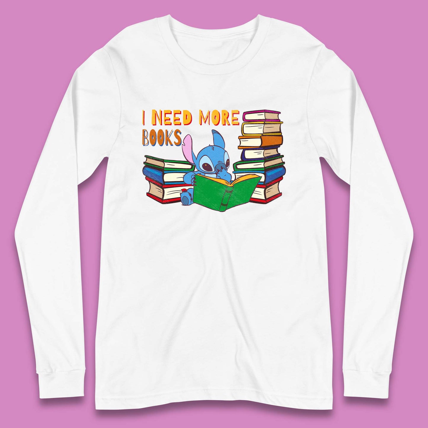 Stitch Reading A Book Long Sleeve T-Shirt