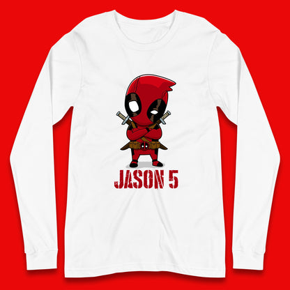 Personalised Chibi Deadpool Fictional Character Your Name & Age Superhero Comic Book Character Deadpool Marvel Comics Long Sleeve T Shirt