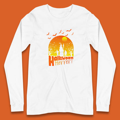 Halloween Horror Halloween Night Witch With Zombies Horror Scary Long Sleeve T Shirt