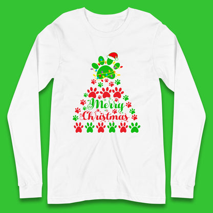 merry christmas paws tree long sleeve t shirt