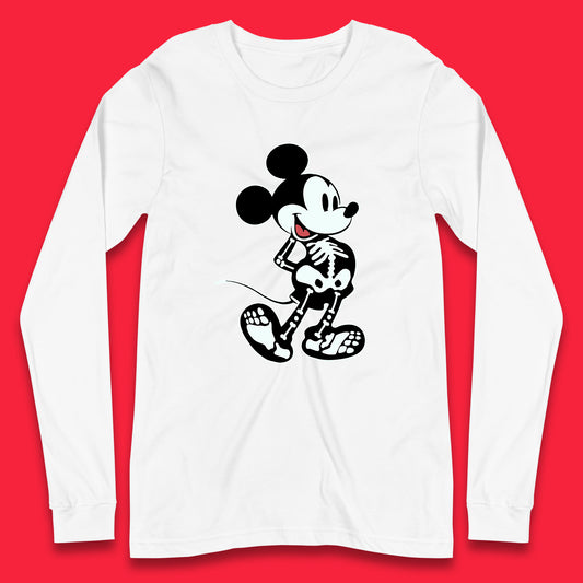 Disney Mickey Mouse Skeleton Funny Horror Scary Cartoon Character Mickey Skull Disneyland Vacation Trip Disney World Long Sleeve T Shirt