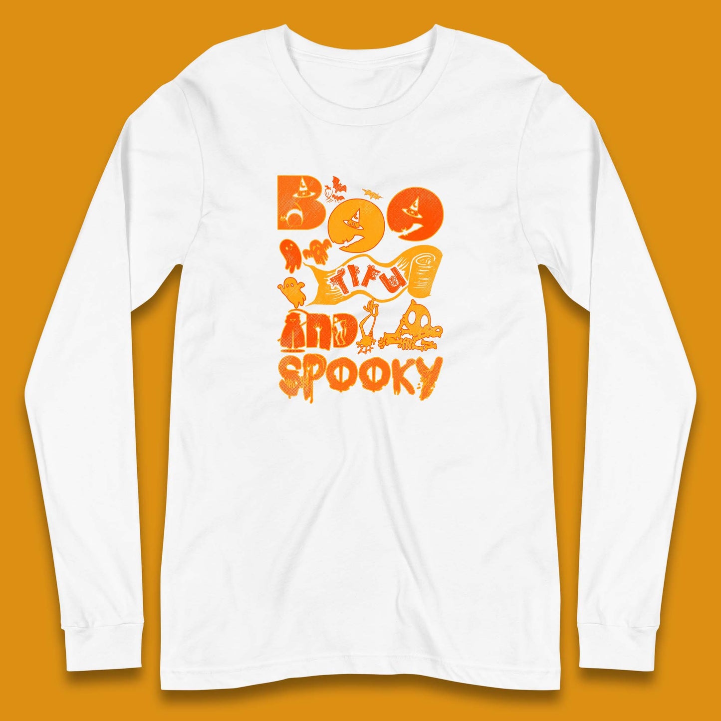 Boo Tiful and Spooky Halloween Horror Scary Boo Ghost Spooky Season Long Sleeve T Shirt