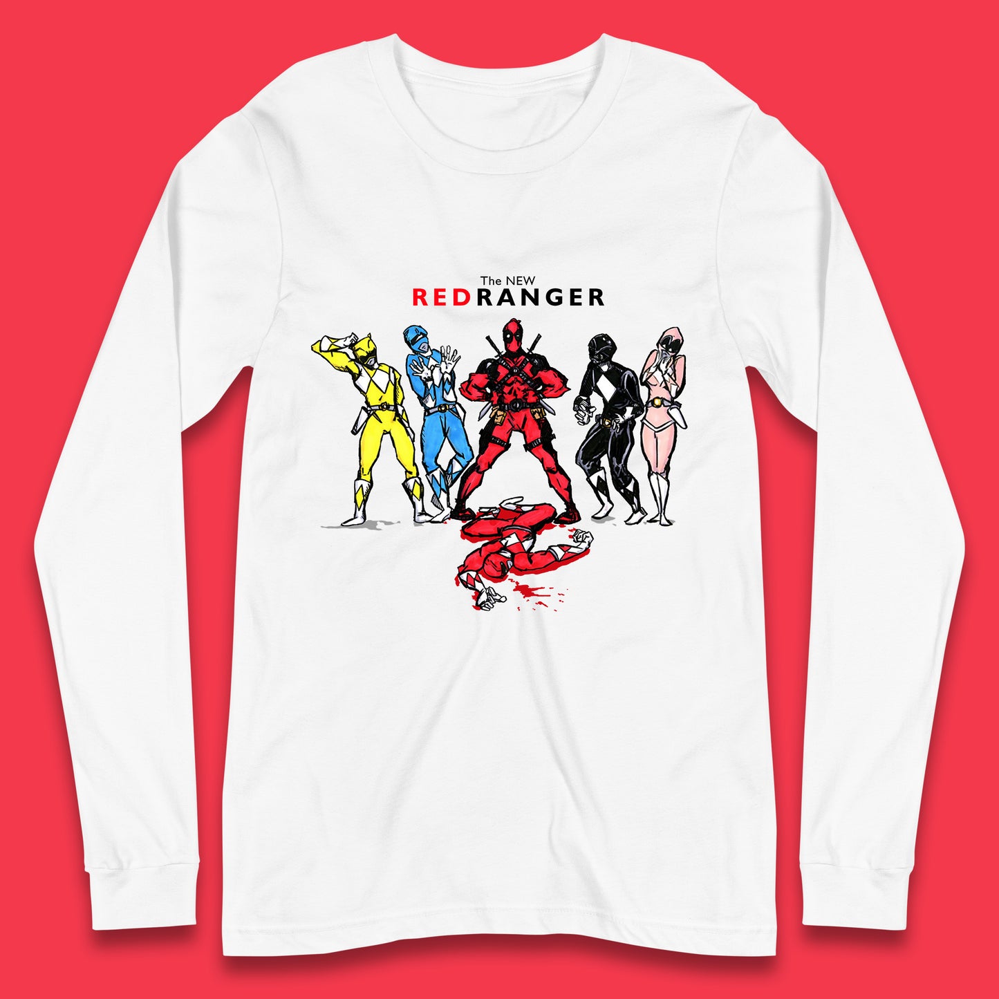 The New Red Ranger Deadpool (Marvel Comics) Vs Red Ranger (Power Rangers) Superhero Long Sleeve T Shirt