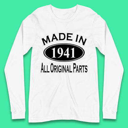 Made In 1941 All Original Parts Vintage Retro 82nd Birthday Funny 82 Years Old Birthday Gift Long Sleeve T Shirt