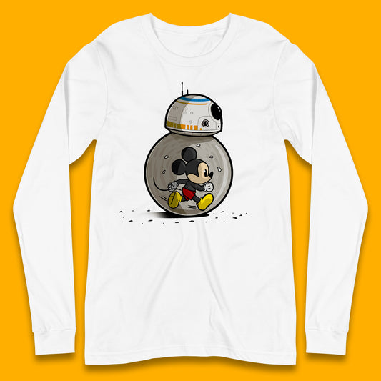 Disney Mickey Mouse BB-8 Funny Star Wars BB8 Running Mickey Disney Trip Star Wars 46th Anniversary Long Sleeve T Shirt