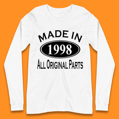 Made In 1998 All Original Parts Vintage Retro 25th Birthday Funny 25 Years Old Birthday Gift Long Sleeve T Shirt