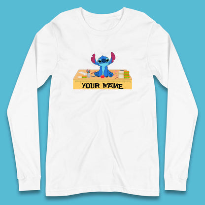 Personalised Disney Stitch Welcome Back To School Your Name Lilo & Stitch School First Day Of School Long Sleeve T Shirt