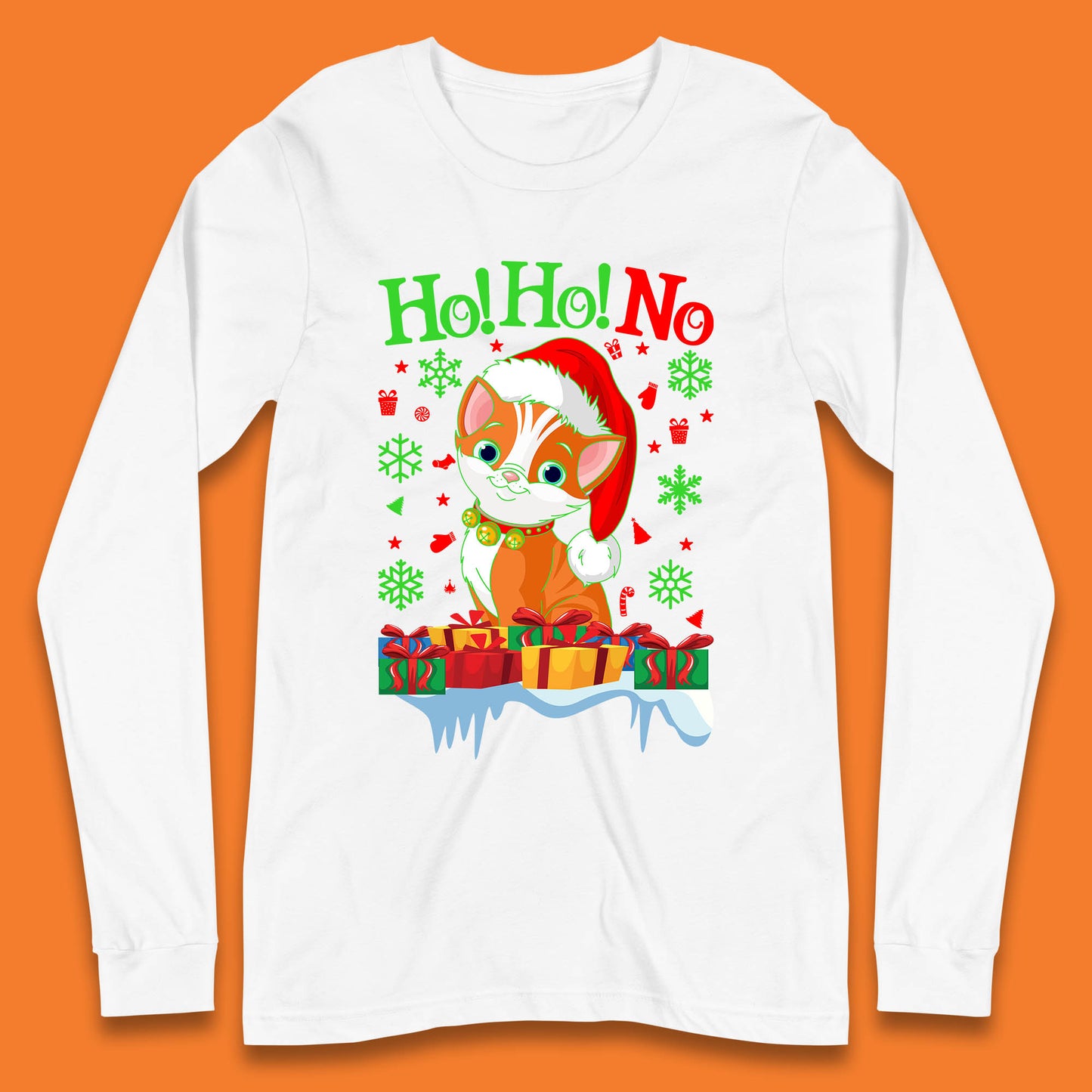 ho ho no christmas cat long sleeve t shirt