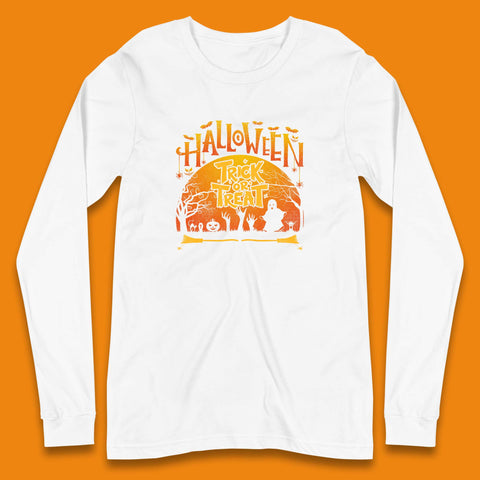 Halloween Trick Or Treat Horror Boo Ghost Creepy Zombie Hands Out Of Graveyard Long Sleeve T Shirt