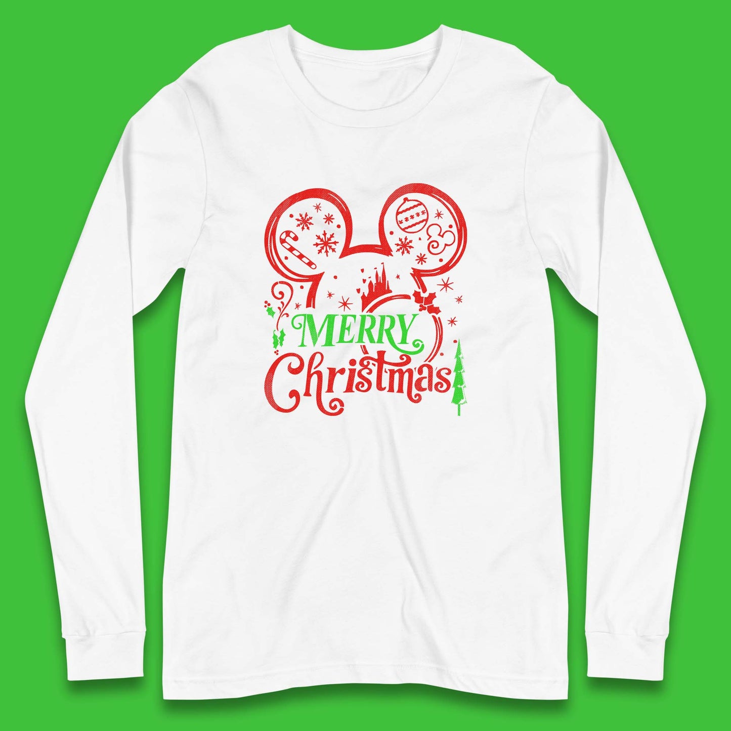 mickey mouse head christmas long sleeve t shirt