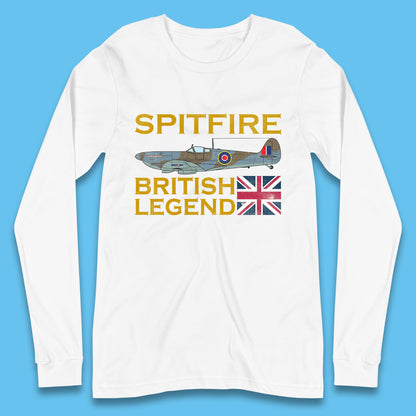 Supermarine Spitfire British Legend Fighter Aircraft Royal Air Force Spitfire WW2 Remembrance Day Long Sleeve T Shirt